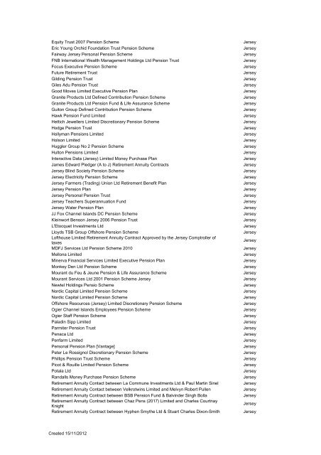 Qualifying Recognised Overseas Pension  Schemes (QROPS) List