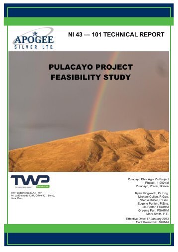 Pulacayo Project Feasibility Study - Apogee Silver