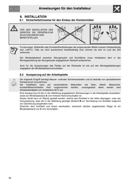 Anweisungen für den Benutzer