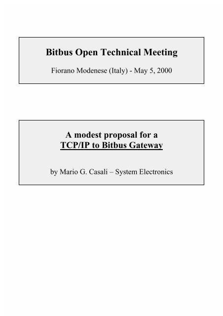A modest proposal for a TCP/IP to Bitbus Gateway