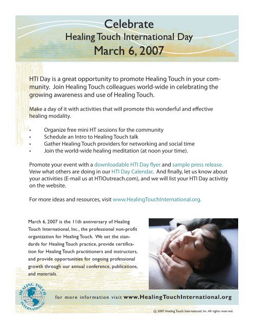 February 2007: Taking a Healing Touch Level 5 ... - Energy Magazine