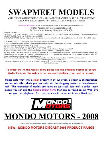 Mondo Motors diecast model cars - Swapmeetmodels.co.uk