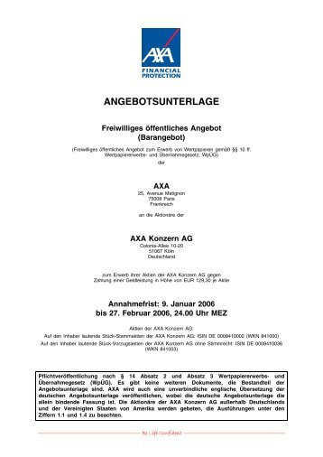 ANGEBOTSUNTERLAGE - BaFin