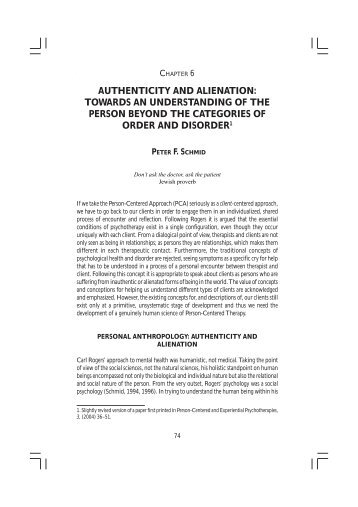 authenticity and alienation - Peter F. Schmid