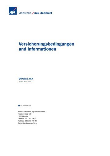 Versicherungsbedingungen und Informationen - Eureka24.de