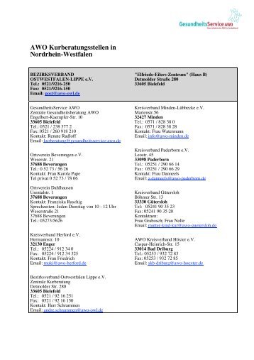 AWO Kurberatungsstellen in Nordrhein-Westfalen