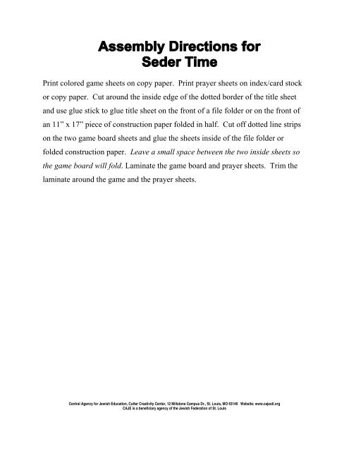 pdf Seder Time Board Game and blessings.pub - Central Agency for ...