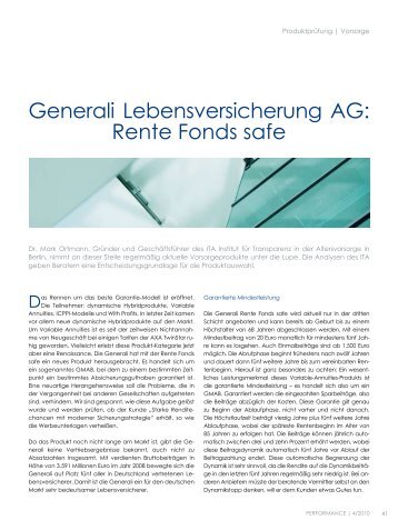 Generali Lebensversicherung AG: Rente Fonds  safe - ITA