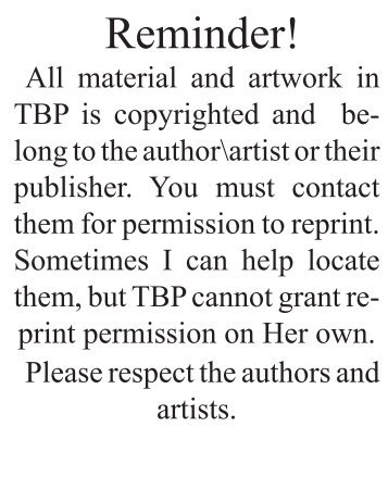 All material and artwork in TBP is copyrighted and be - The Beltane ...