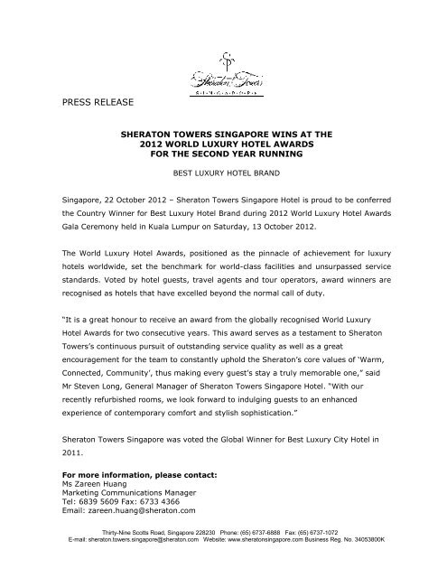 Press Release World Luxury Hotel Awards