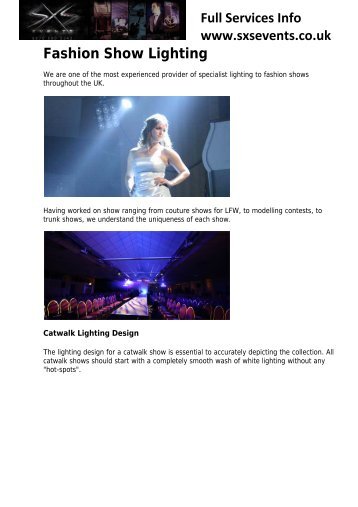 Fashion Show Lighting - SXS Events