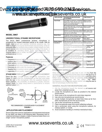 Shure SM57 Microphone User Guide - SXS Events