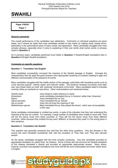 Swahili Studyguide Pk Swahili Studyguide Pk