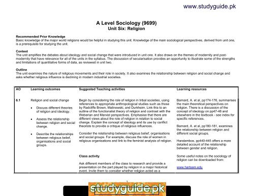 A Level Sociology 9699 - StudyGuide.PK