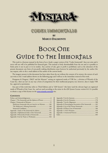 Guide to the Immortals