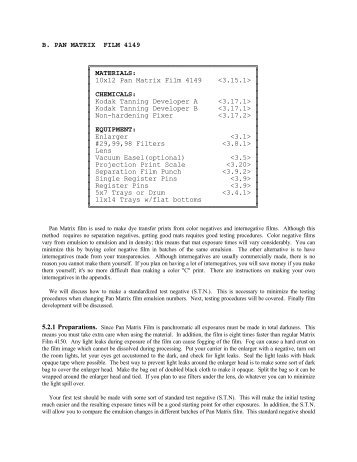 Pan Matrix Film Processing - David Doubley