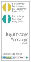 Dialyseeinrichtungen Veranstaltungen - beim BLNP eV und BBNK eV