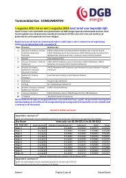 Tarievenblad Gas CONSUMENTEN - DGB energie