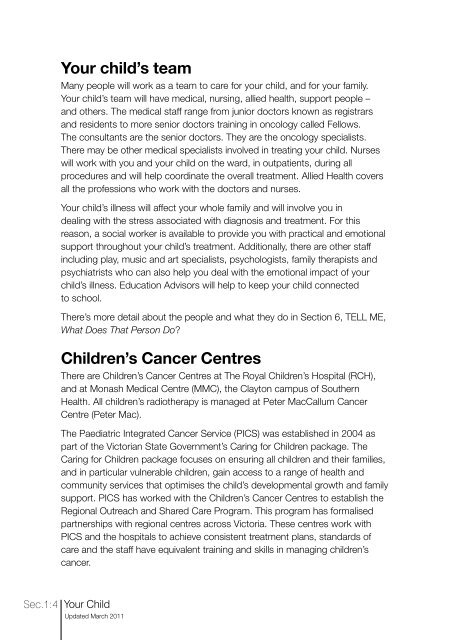 The information book - Paediatric Integrated Cancer Service