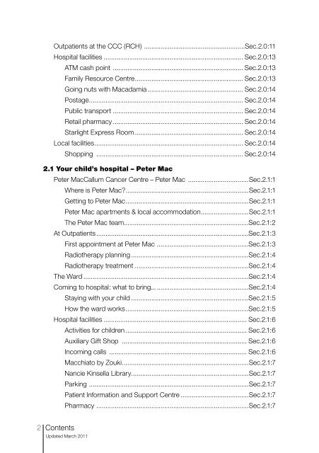 The information book - Paediatric Integrated Cancer Service