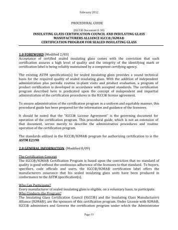 Procedural Guide - Insulating Glass Certification Council (IGCC)