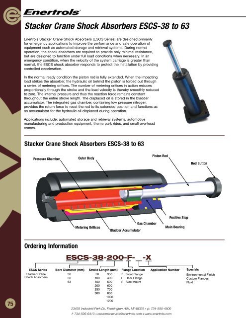 Stacker Crane Shock Absorbers ESCS-38 to 63 - Enertrols