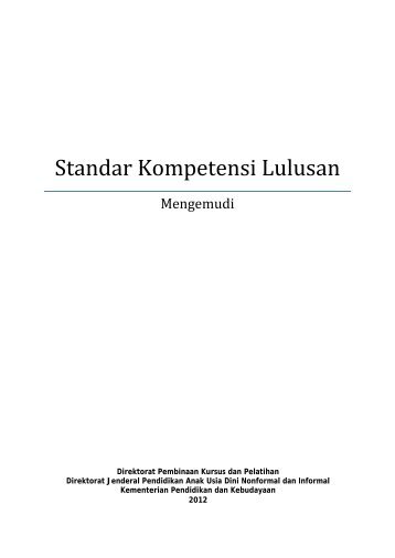 Standar Kompetensi Lulusan (SKL) Mengemudi