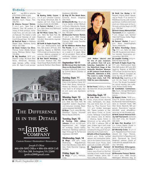 September Rivah Visitor's Guide - The Rappahannock Record