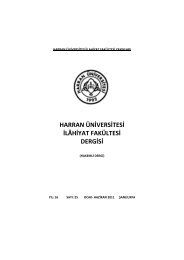 harran üniversitesi ilâhiyat fakültesi dergisi - İlahiyat Fakültesi .