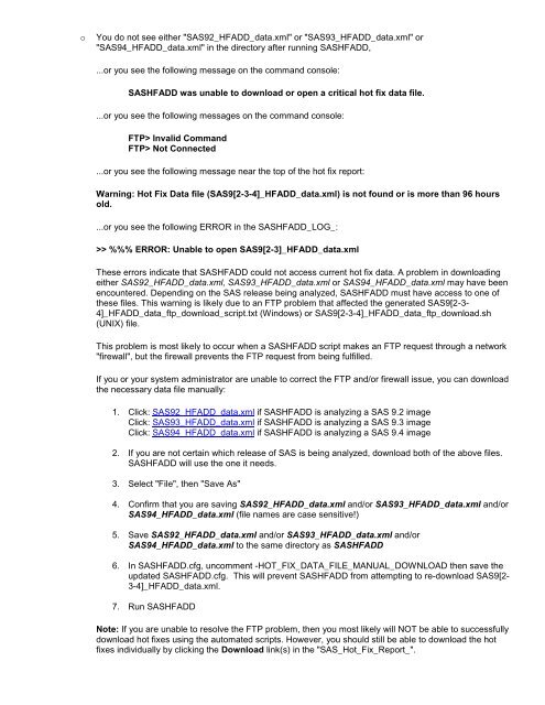 SASHFADD Usage Guide - Ftp Sas