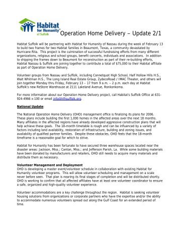 Operation Home Delivery â Update 2/1 - Habitat for Humanity of ...