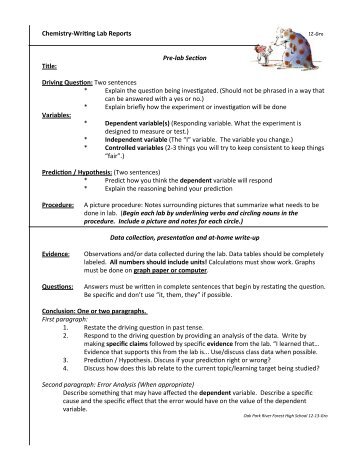Lab report write up