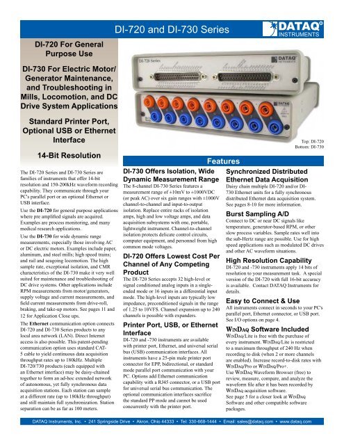 DataQ DI-730 Heavy Industrial Ethernet Data Acquisition Instruments