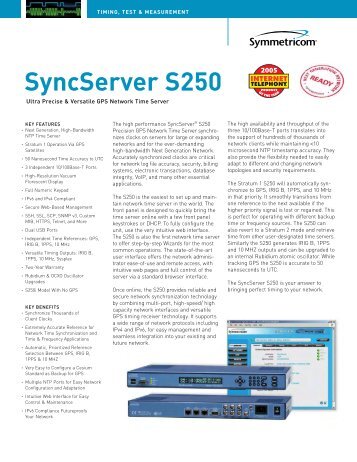 Symmetricom SyncServer S250 GPS Network Time Server with ...