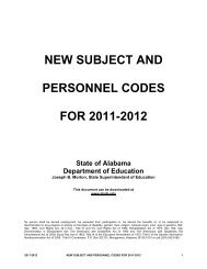 new subject and personnel codes for 2011-2012 - Alabama ...