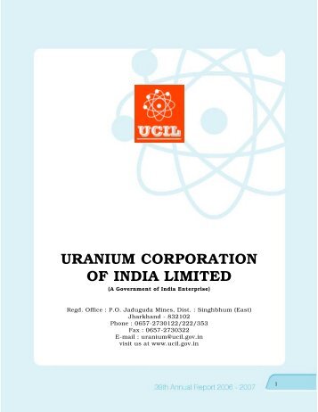 URANIUM CORPORATION OF INDIA LIMITED - (UCIL).....