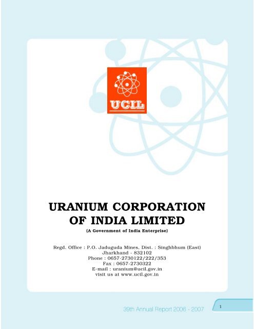 URANIUM CORPORATION OF INDIA LIMITED - (UCIL).....