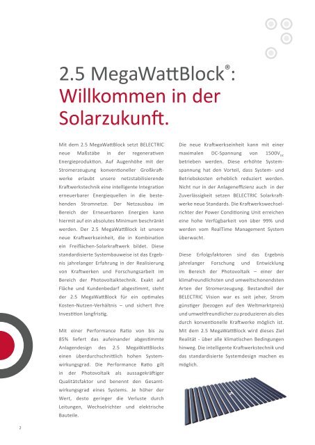 2.5 MegaWattBlock® für Solarkraftwerke - Belectric