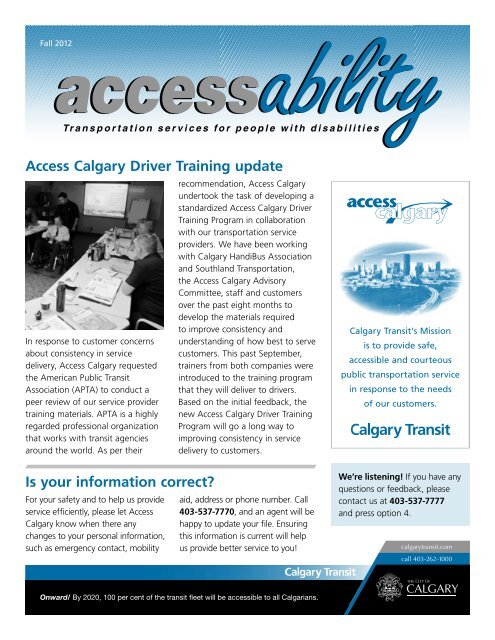 Fall 2012 - Calgary Transit