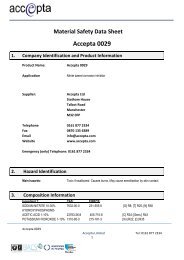 Safety Data for Accepta 0029 - Accepta Water Treatment