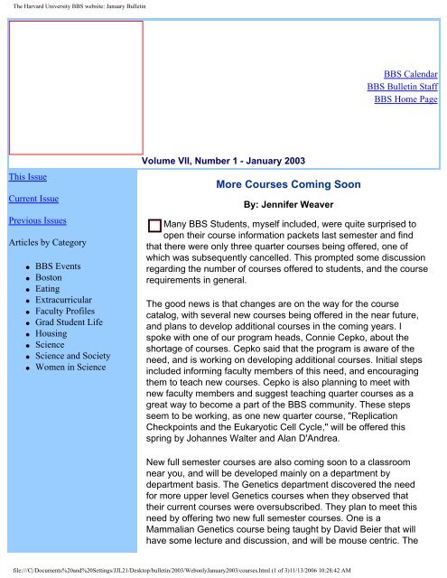 January 2003 - Division of Medical Sciences Bulletin - Harvard ...