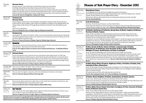 December Prayer Diary 2010.pub - Diocese of York