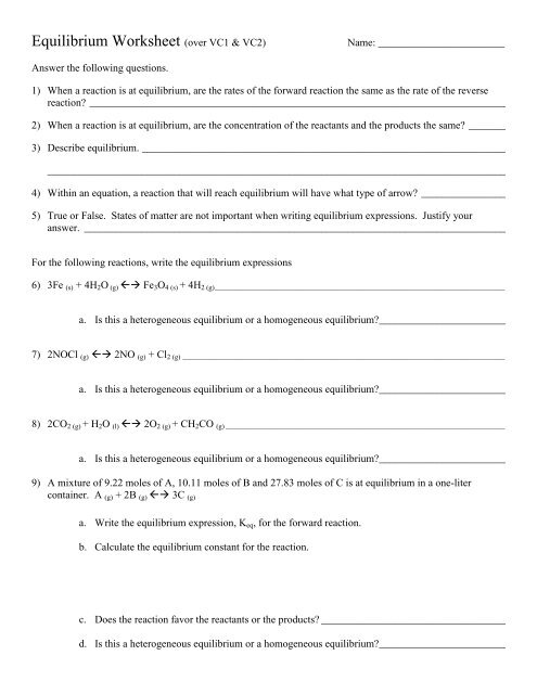 Equilibrium Worksheet Vc1 Vc2 Pdf Rhsmartinapchem Equilibrium Worksheet Vc1 Vc2 Pdf Rhsmartinapchem