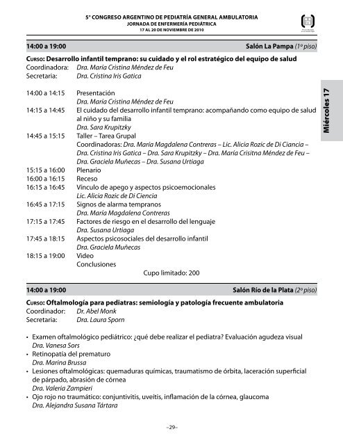 jORNADA DE ENfERmERÃ­A pEDIÃ¡TRICA - Filiales - Sociedad ...