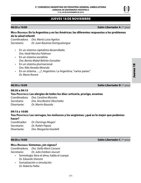 jORNADA DE ENfERmERÃ­A pEDIÃ¡TRICA - Filiales - Sociedad ...