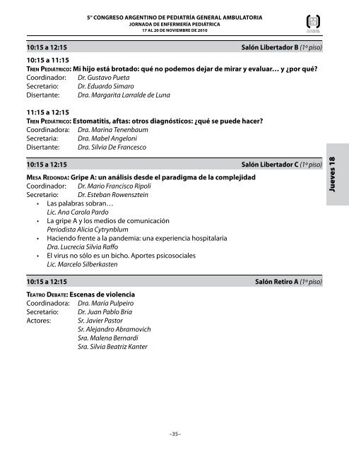 jORNADA DE ENfERmERÃ­A pEDIÃ¡TRICA - Filiales - Sociedad ...