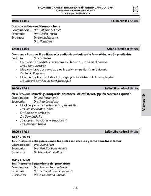 jORNADA DE ENfERmERÃ­A pEDIÃ¡TRICA - Filiales - Sociedad ...