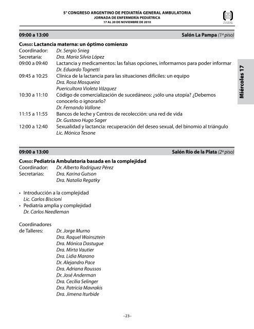 jORNADA DE ENfERmERÃ­A pEDIÃ¡TRICA - Filiales - Sociedad ...