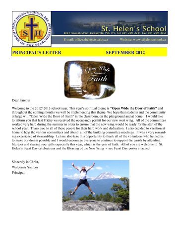 September 2012 Issue - St. Helen's Elementary School