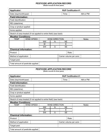 Pesticide Record Keeping Form